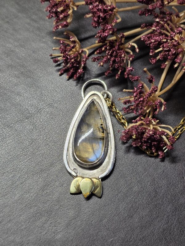 Labradorite Lotus Necklace - Image 4