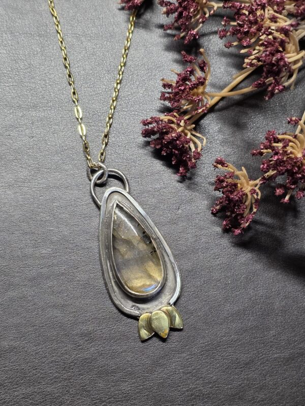 Labradorite Lotus Necklace - Image 5