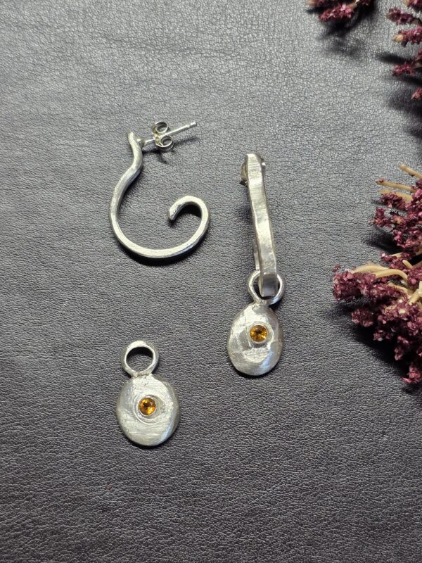 Sterling Silver & Citrine Convertible Earrings - Image 2
