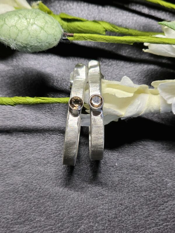 Mini Half-hoops with Smoky Quartz accents - Image 3