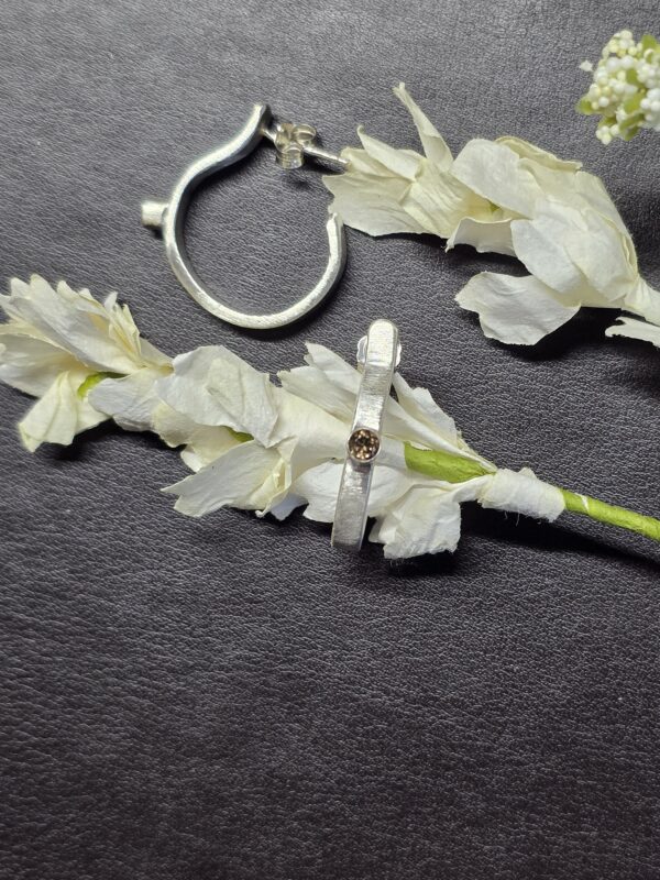 Mini Half-hoops with Smoky Quartz accents