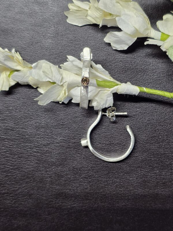 Mini Half-hoops with Smoky Quartz accents - Image 6