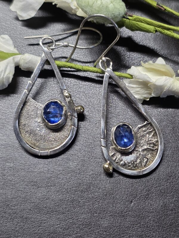 Sterling Silver and Kyanite "Crater" Earrings - Image 3