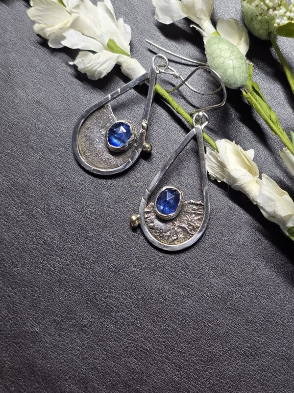 Sterling Silver and Kyanite "Crater" Earrings - Image 5