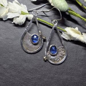 Blue Kyanite Crater Earrings