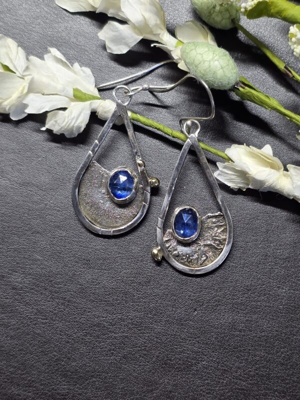 Blue Kyanite Crater Earrings