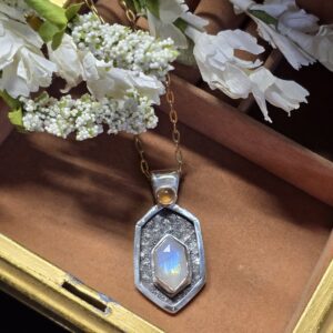 Moonstone and Hessonite Sterling Silver Necklace