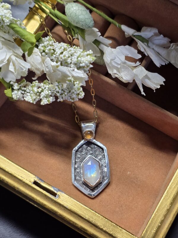 Moonstone and Hessonite Sterling Silver Necklace