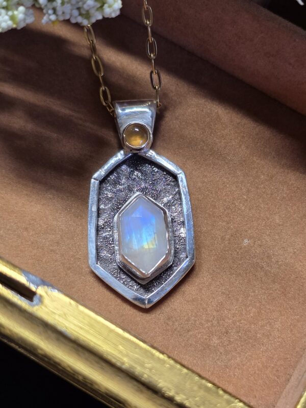 Moonstone and Hessonite Sterling Silver Necklace - Image 4