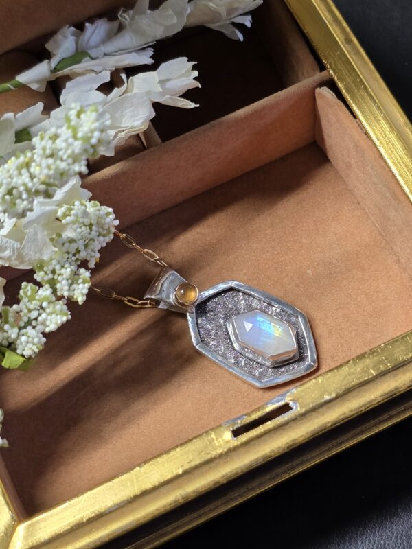 Moonstone and Hessonite Sterling Silver Necklace - Image 6