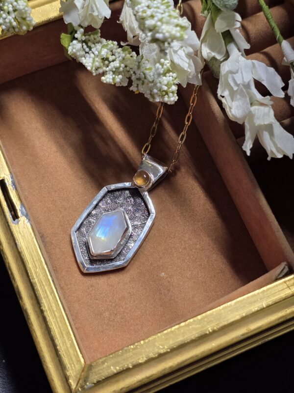 Moonstone and Hessonite Sterling Silver Necklace - Image 7