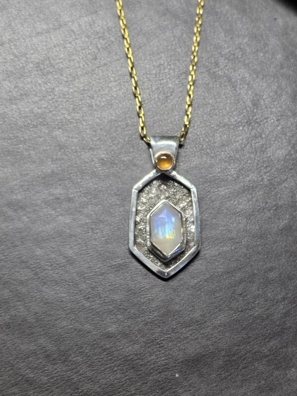 Moonstone and Hessonite Sterling Silver Necklace - Image 8