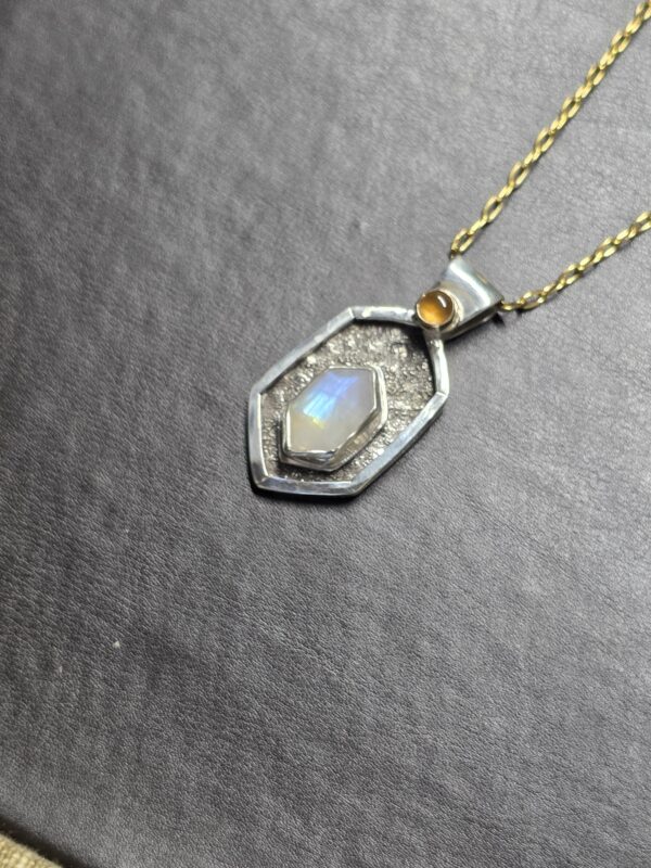 Moonstone and Hessonite Sterling Silver Necklace - Image 9